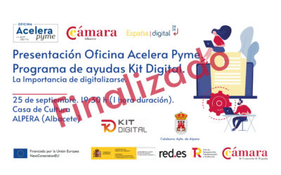 25/09/2023 – ALPERA – Presentación de la Oficina Acelera Pyme. La importancia de digitalizarse: qué beneficios puede obtener mi empresa. Programa Kit Digital.